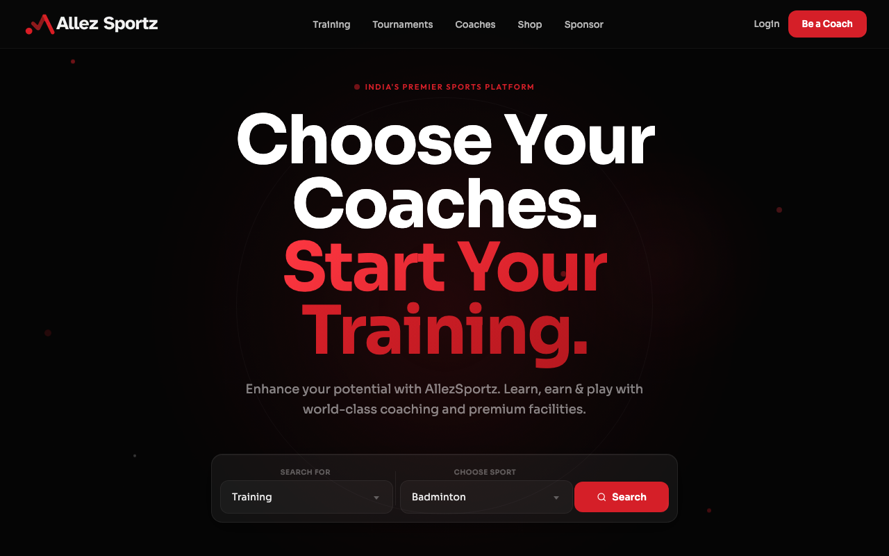 AllezSportz — India's sports training marketplace