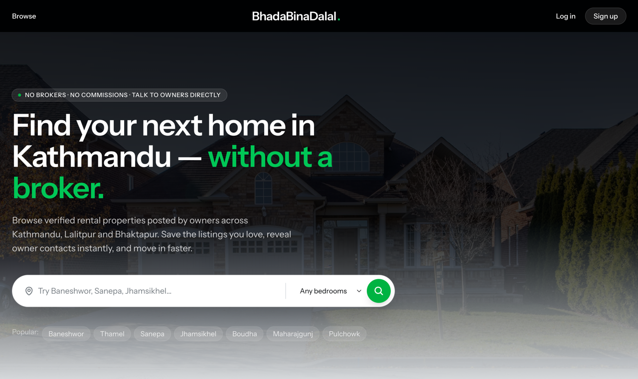 BhadaBinaDalal — broker-free rental marketplace for Kathmandu